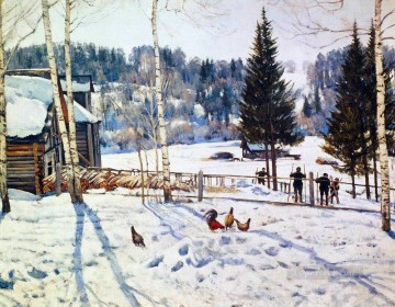 風景 Painting - 冬の終わりの正午 ligachevo 1929 コンスタンチン ユオンの雪景色